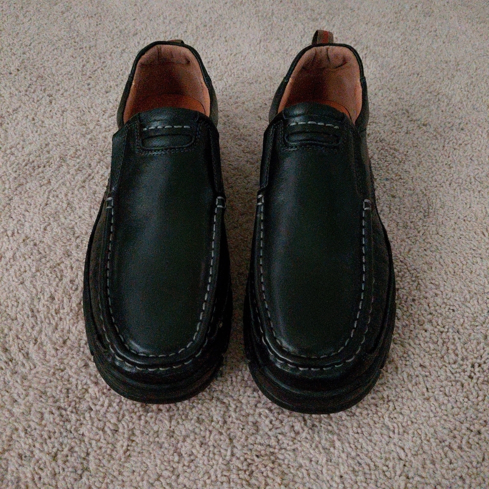 Venshine Men's Black Leather Loafers